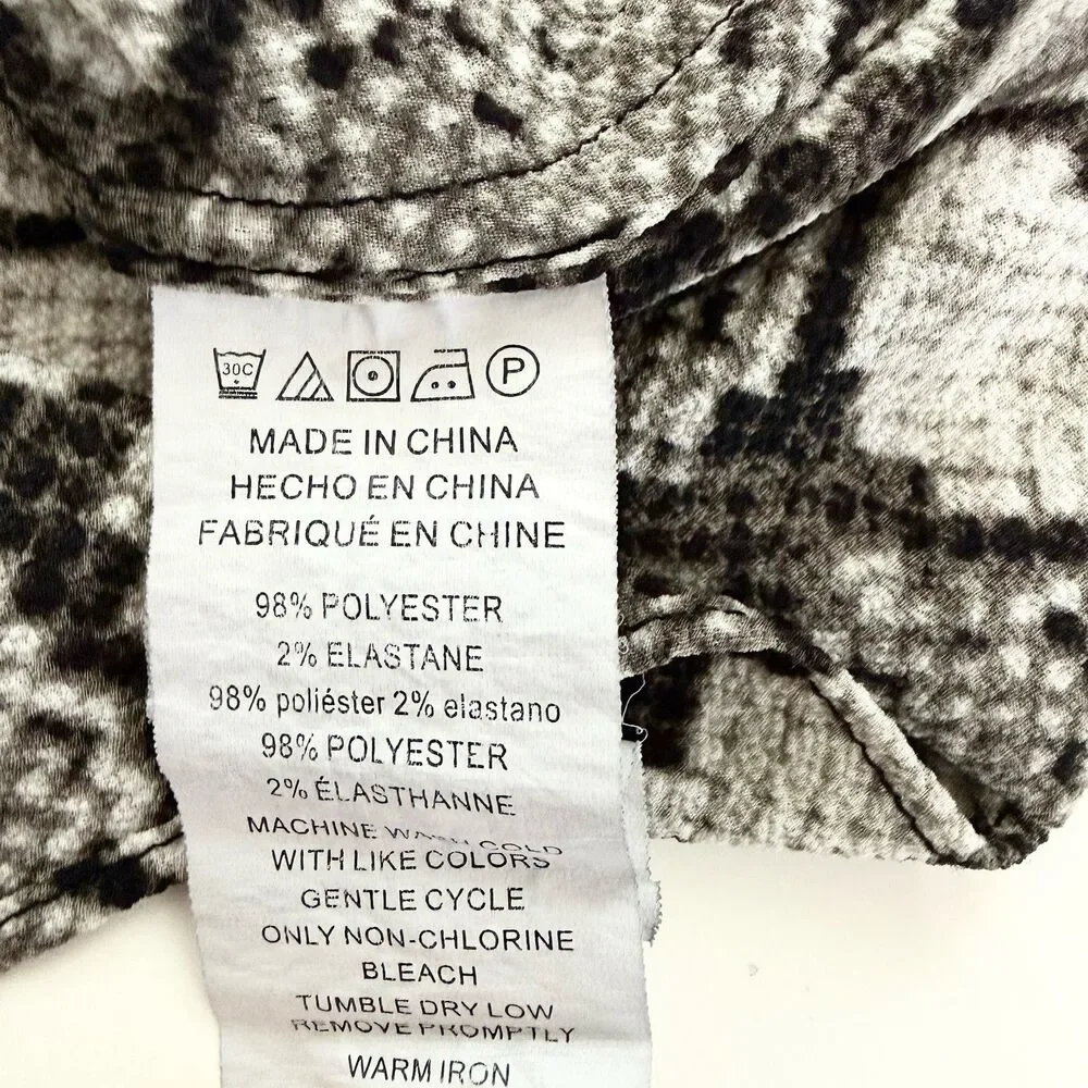 Michael Kors Leopard Print Peasant Blouse Womens Large Tie Sleeve Animal Print